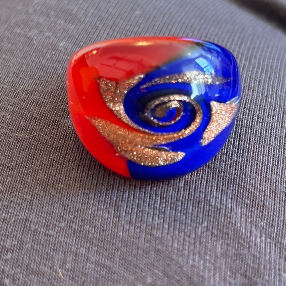 Real Italian Murano Glass Ring Size 6